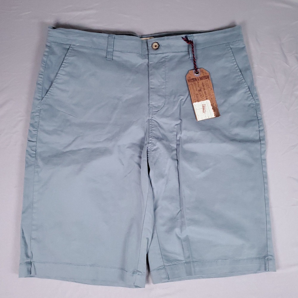 Hudson & Barrow NYC Mens Size 36 Light Blue Flat Front Chino Shorts NWT